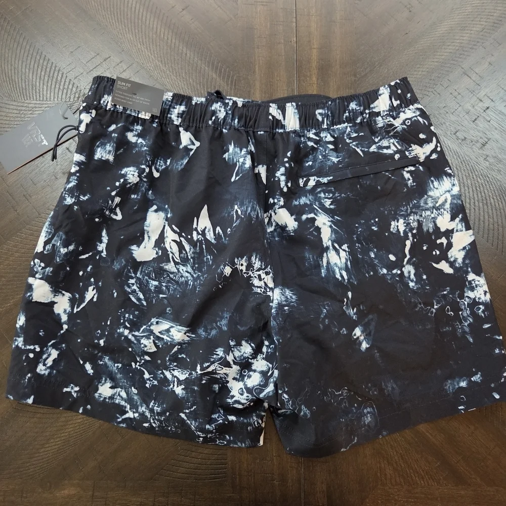Men's VRST M Medium 5" Slim Fit Resort Shorts Swim Trunks - Indigo Craft Tie Dye - Picture 9 of 15
